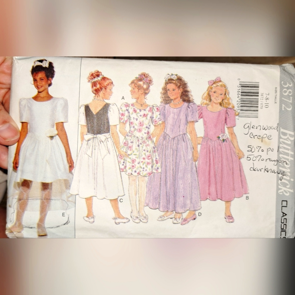 Vintage Girls Butterick Dress Pattern UNCUT 3872 SIZES 7-10
